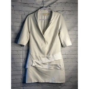 Women's Cris Barros White Blazer Mini Dress with 3/4 Sleeve SZ 36